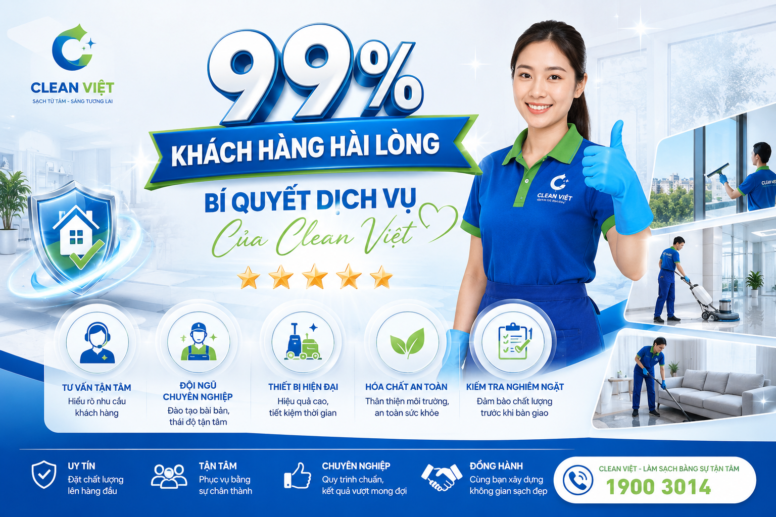 khách hàng hài lòng với dịch vụ vệ sinh của CleanViet