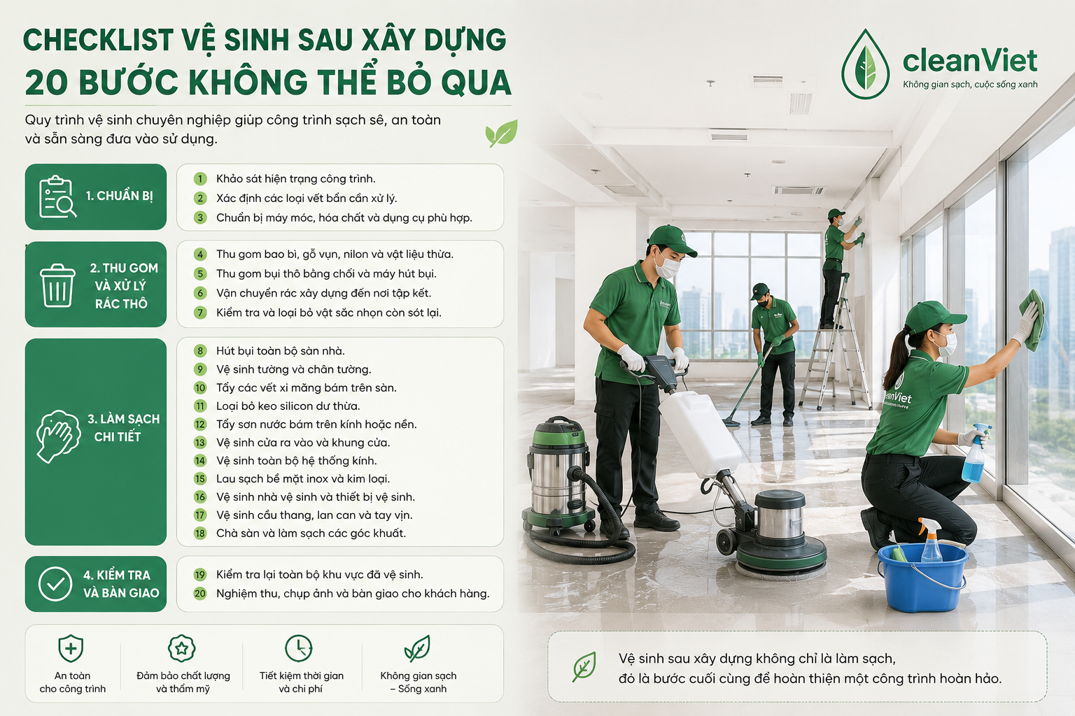 check list vệ sinh sau xây dựng